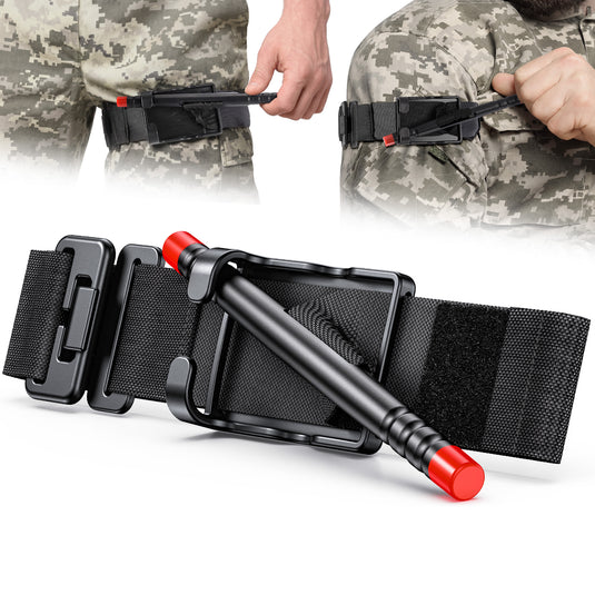 Qen Tourniquet for Severe Bleeding Control, Gear for First Aid Kits and Tourniquet Kits, Suitable for Emergencies, One-Handed Operation (Red)