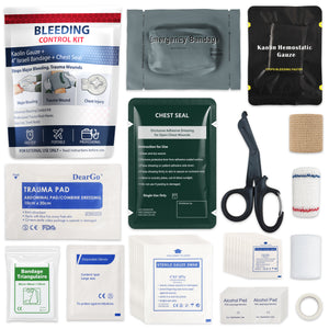 Bleeding Control Kit, Portable Emergency Trauma First Aid Kit with Compression Bandage, Gauze and Chest Seal, for Car Travel Camping Hiking Outdoor Preparedness