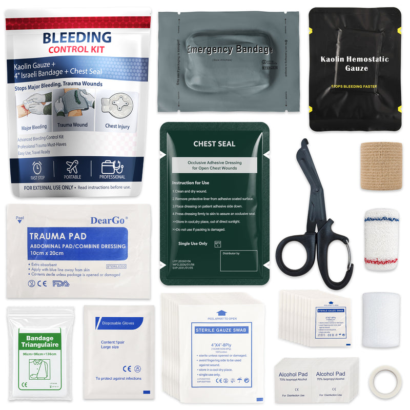Load image into Gallery viewer, Bleeding Control Kit, Portable Emergency Trauma First Aid Kit with Compression Bandage, Gauze and Chest Seal, for Car Travel Camping Hiking Outdoor Preparedness
