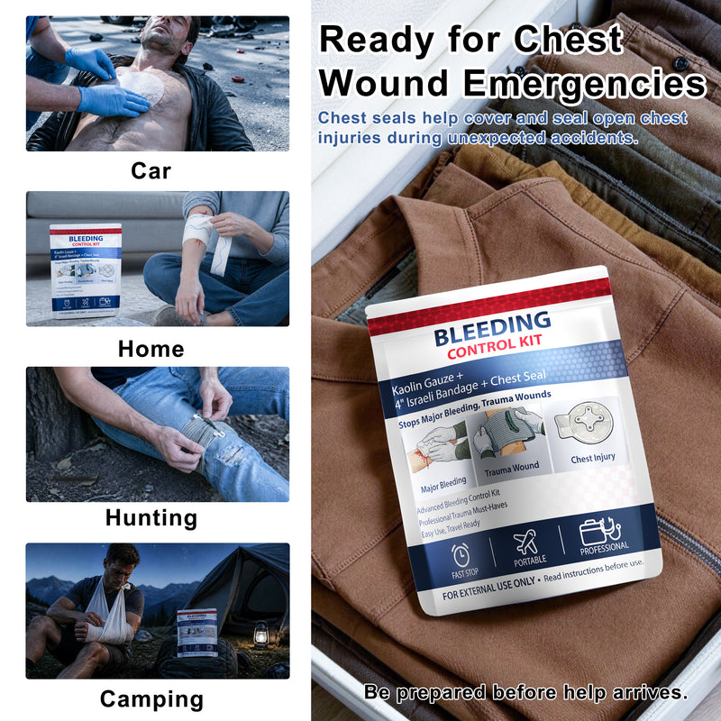 Load image into Gallery viewer, Bleeding Control Kit, Portable Emergency Trauma First Aid Kit with Compression Bandage, Gauze and Chest Seal, for Car Travel Camping Hiking Outdoor Preparedness
