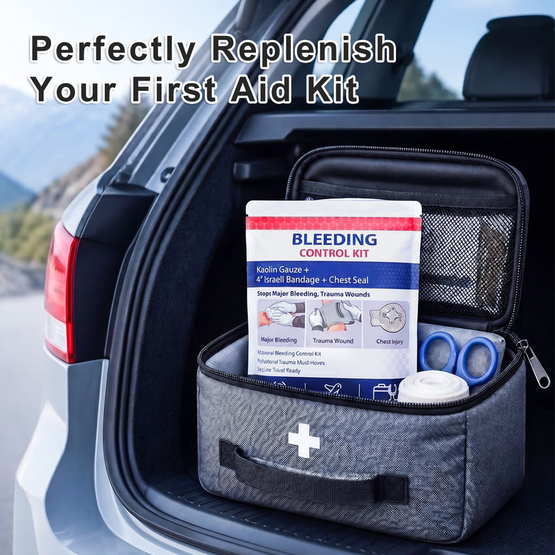 Load image into Gallery viewer, Bleeding Control Kit, Portable Emergency Trauma First Aid Kit with Compression Bandage, Gauze and Chest Seal, for Car Travel Camping Hiking Outdoor Preparedness
